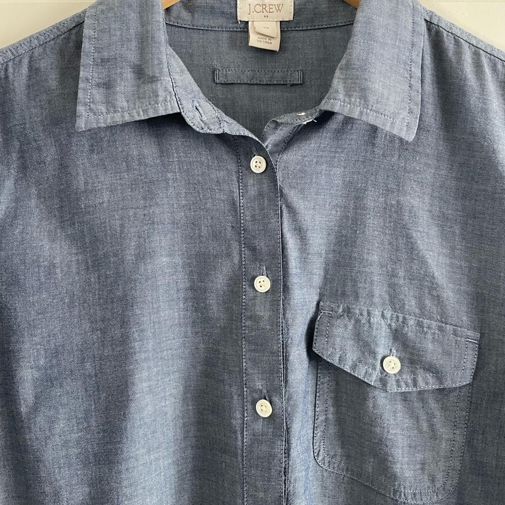 J. Crew Women's Blue Popover Tunic Top 100% Cotton - Picture 2 of 7